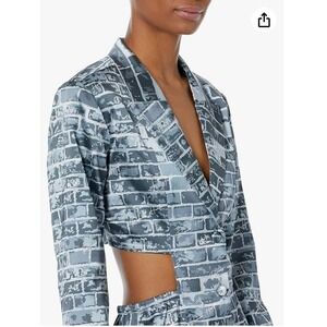 NEW Romeo Hunte x The Drop Brick Print Cutout Blazer‎ Dress Gray 4X